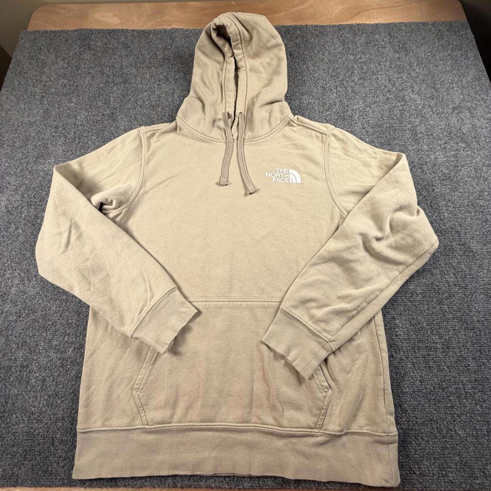 The North Face Mens Box Logo Hoodie Sweatshirt Beige Tan Medium #1368